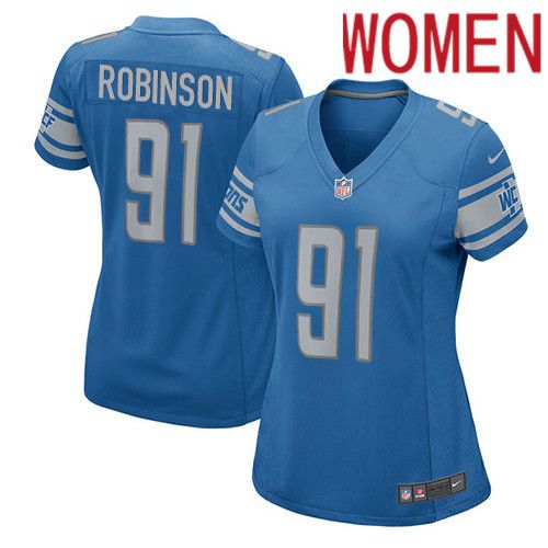 Women Detroit Lions #91 AShawn Robinson Nike Blue Player Game NFL Jersey